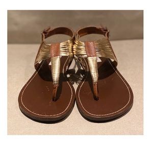Steve Madden Gold and Brown Thong Sandals